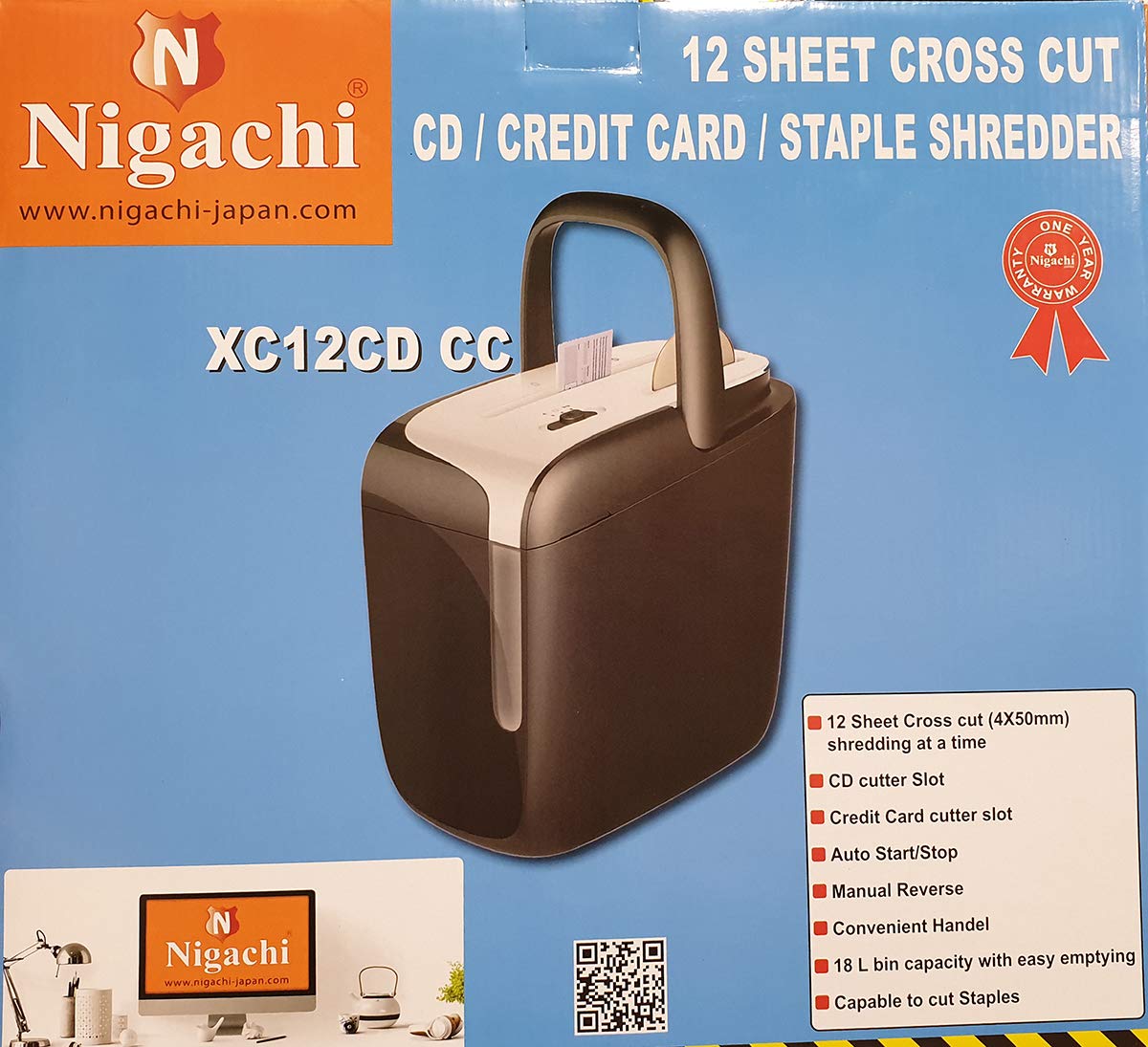 NIGACHI PAPER SHREDDER XC 12 CD CC